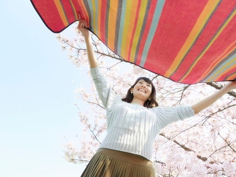 レジャーシートを「花筵」と言うだけで風情がでます